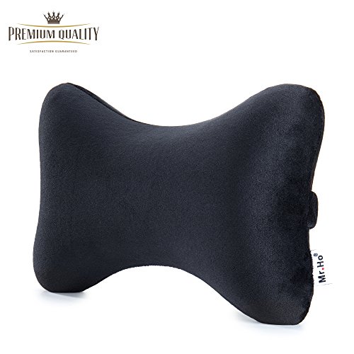 Car Memory Foam Neck Pillow with Premium Velour Washable Removable Pillow Case for for Car, Travel, Home and Office (Black) - Thumbnail 7