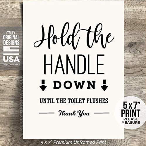 Amazon.com: 5x7" *UNFRAMED PRINT* Hold the Handle down until toilet ...