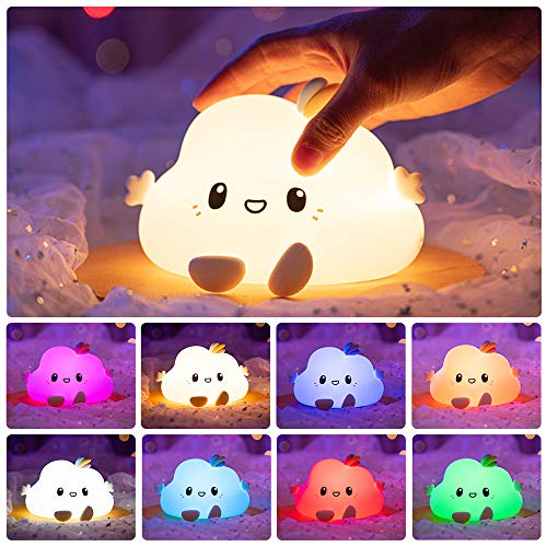 One Fire Cute Night Light for Kids,Baby Children Nightlight,Nursery Cloud Color Changing Bright Toddler Portable Lamp Remote,Squishy Soft Led Silicone Glow Battery Operated Night-Light for Bedroom