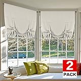 H.VERSAILTEX Blackout Energy Efficient Tie Up Shades Home Decor Rod Pocket Panels for Small Window (42W x 63L, Cream, 2 Panels)