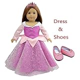 Christmas Doll Clothes Sleeping Beauty Party Dress+Tiara Hairpin for 18 Inch American Girl Dolls and Alike