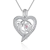 LGSY Mom Heart Cubic Zircon Cage Pendants for Pearl Jewelry Making Sterling Silver, Design Cage Pendants for Women