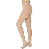 KTINNEAD 20-30 mmHg Compression Pantyhose for Women, Open Toe Medical Compression Stockings, Waist High Opaque Compression Tights for Edema, Varicose Veins, Swelling, Pregnant, Teacher, Doctor