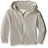 Burt's Bees Baby Unisex Quilted Zip Front Organic Hoodie, Heather Grey, 18 Months
