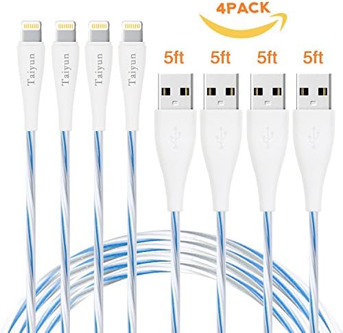 iPhone Cable,Taiyun 4Pack 5FT Lightning to USB Charging Cable, Syncing and Charging cord for iPhone 7/ 6s Plus/ 6 /SE/5s 5c 5, iPad Air / mini / 4th, iPod nano (White).