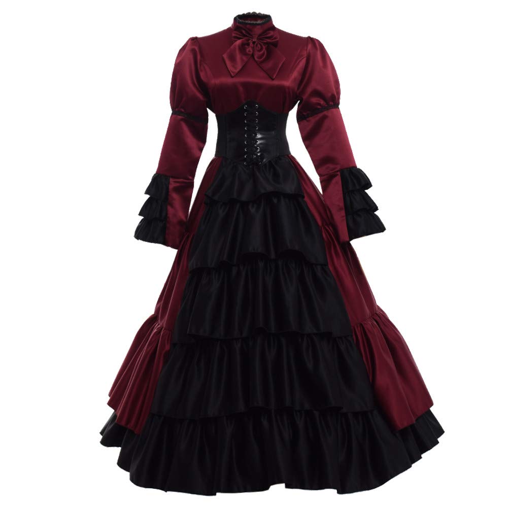 Photo 1 of GRACEART Women Gothic Victorian Rococo Dress Costumes Wine red M