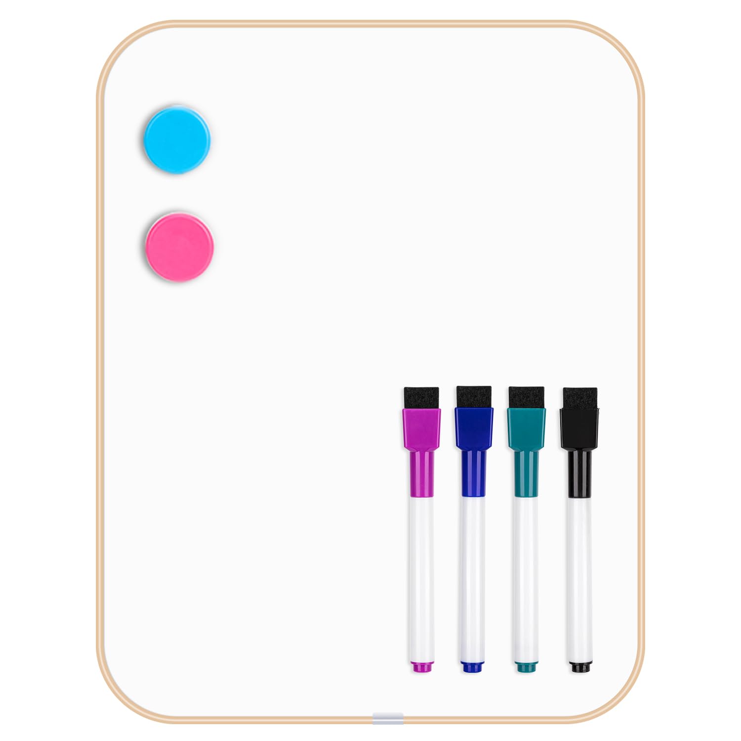 Small Magnetic Whiteboard 22 x 28 cm – Mini Dry Erase Board for Wall, Fridge & Locker – Includes Markers, Magnets & Mounting Kit – Ideal for Kids, Students, Home, Office, Gold