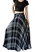 YSJERA Womens Plaid Long Maxi Skirt - Bohemian Chiffon 360 Sunray Pleated Full Skirts (One Size, Blue)