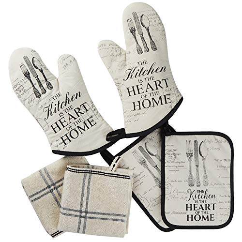 Warome Oven Mitts and Pot Holders Sets with Kitchen Towels,572°F Heat