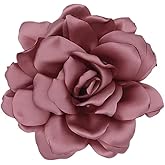 Dainty Satin Fabric Rose Flower Large Brooch Pin Handmade Big Camellia Brooch Lapel Pins Wedding Party Dance Banquet Dress Suit Ceremony Clothes Accessories Jewelry Gifts for Women (Deep Pink)