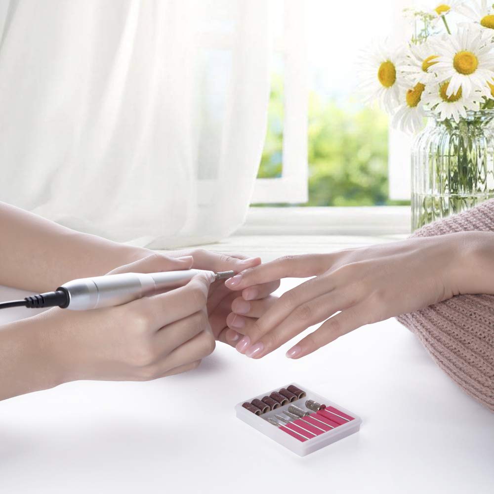 MelodySusie Portable Electric Nail Drill, Compact Efile Electrical Professional Nail File Kit for Acrylic, Gel Nails, Manicure Pedicure Polishing Shape Tools Design for Home Salon Use, Silver: Beauty