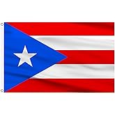 AhfuLife Puerto Rico Flag 3x5 Ft, Large Puerto Rican Flags for Outside - Double Side with Brass Eyelets for Puerto Rican Party Decorations, Soccer Party Bar Garden Decoration Indoor Outdoor
