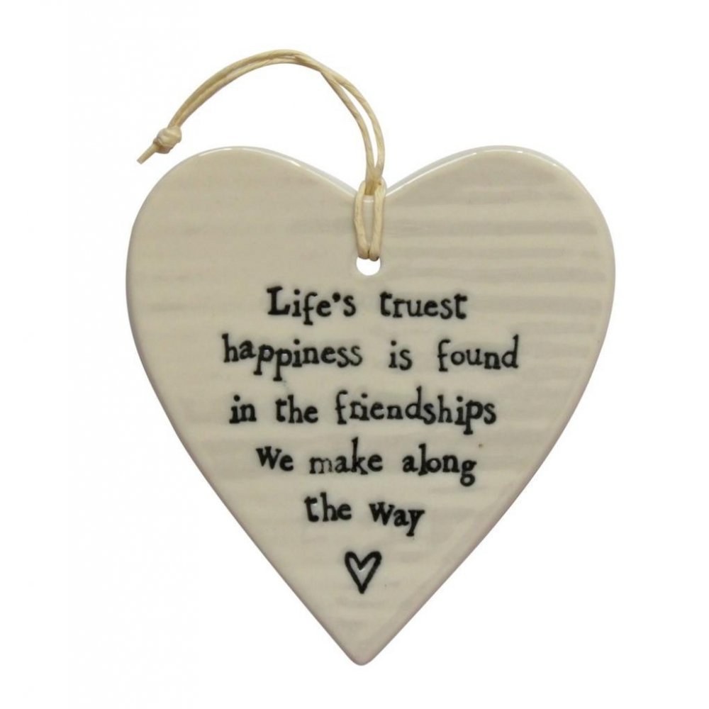 New Ceramic Hanging Heart - Truest happiness is friend s 2047