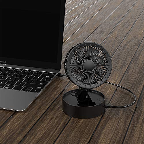 Babacom Ventilateur de Table Portable Pliable Mini USB Ventilateur à Main Fan Silencieux,avec Vitesse de Réglage Rotatif à 120°,avec Câble de Recharge USB pour Bureau Sport Voyage Camping Famille
