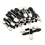 eBoot 100 Pack Disposable Eye Shadow Brush Sponge, Dual Sided Oval Tipped Makeup Applicator Tool (Black and White)