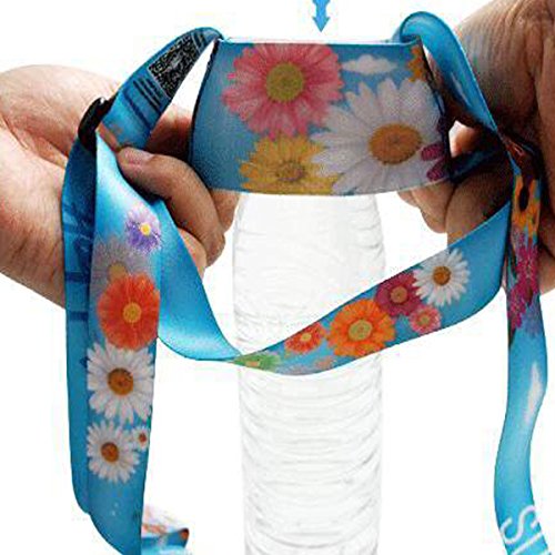 Glovion Adjustable Water Bottle Sling,Compact Lanyard Bottle Carrier - (Adult) Blue Flower