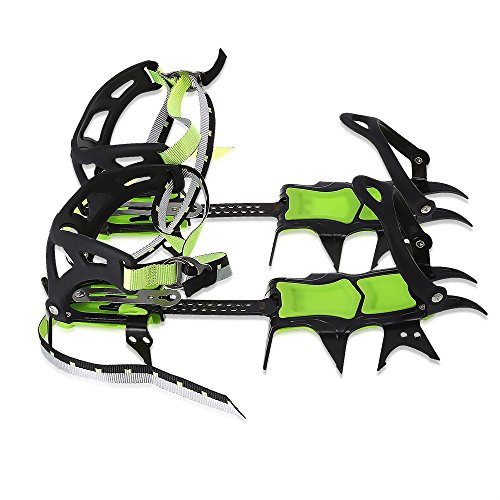 RUNACC Outdoor Crampons Climbing Traction Cleats Manganese Steel Ice Grippers for Sneakers, Sports Shoes and Climbing Boots, 14 Teeth