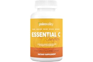 Paleovalley Essential C Complex - Vitamin C Supplement for Immune Support - 1 Pack, 450mg - Organic Superfoods Unripe Acerola Cherry, Camu Camu, Amla Berry - No Synthetic Ascorbic Acid - USA Made