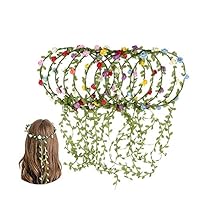 Kaptin 10 Pack Multicolor Flower Crown Headband, Women Girl Fashion Floral Crown Garland Headbands for Festival Celebration Wedding Party