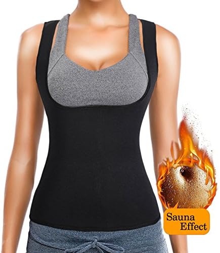 SATRUEX Women's Waist Trainer Vest, Slimming Body Shaper Hot Sweat Workout Tank Top without Zipper, Tummy Control Corset Fat Burner Neoprene Shapewear for Sport/Weight Loss/Gym/Yoga (Black, Medium)
