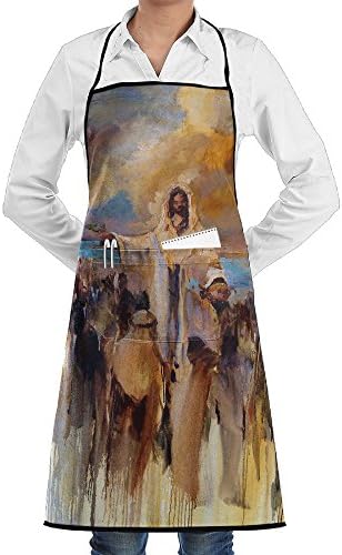 Christian Art Kitchen Apron Chef Apron Restaurant Chef Bib Apron Fitness Men Women Comfortable For Home BBQ Baking Cooking Gardening