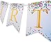 Keira Prince Happy Birthday Banner, Multicolored Sprinkles & Gold Foil Letters (White and Rainbow)