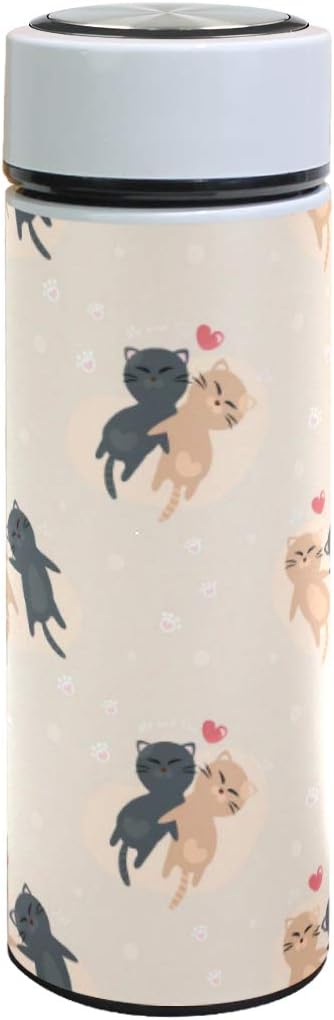 Amazon 水筒 500ml 猫のカップル 真空断熱ケータイマグ おしゃれ 保冷保温 魔法瓶 サーモス 可愛い マグボトル 軽量 オフィス 通勤 通学 水筒 マグボトル オンライン通販