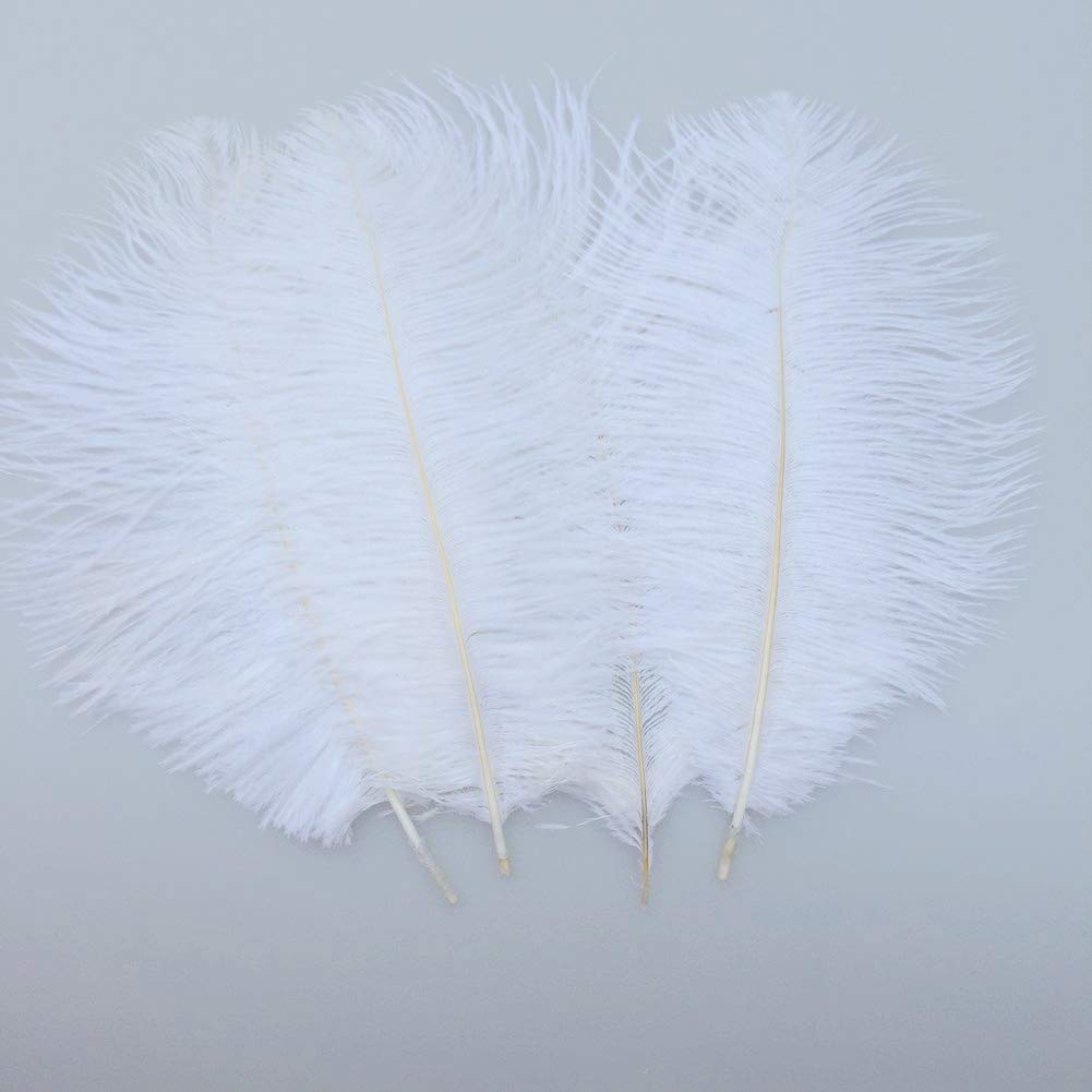 Sowder 10-12inch(25-30cm) Ostrich Feathers Plume for Wedding Centerpieces Home Decoration Pack of 10pcs(white)