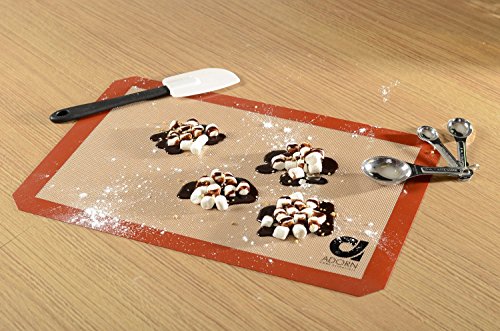 Adorn Home Essentials| Professional Non-stick Silicone Baking Mats| 3-Pack, Half Sheet 16.5" x11.5" Silicone Liner Mat Sheets