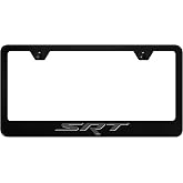 Au-TOMOTIVE GOLD INC. Officially Licensed Dodge SRT License Plate Frame | UV Printed Logo on Black Polycarbonate (Ghost)