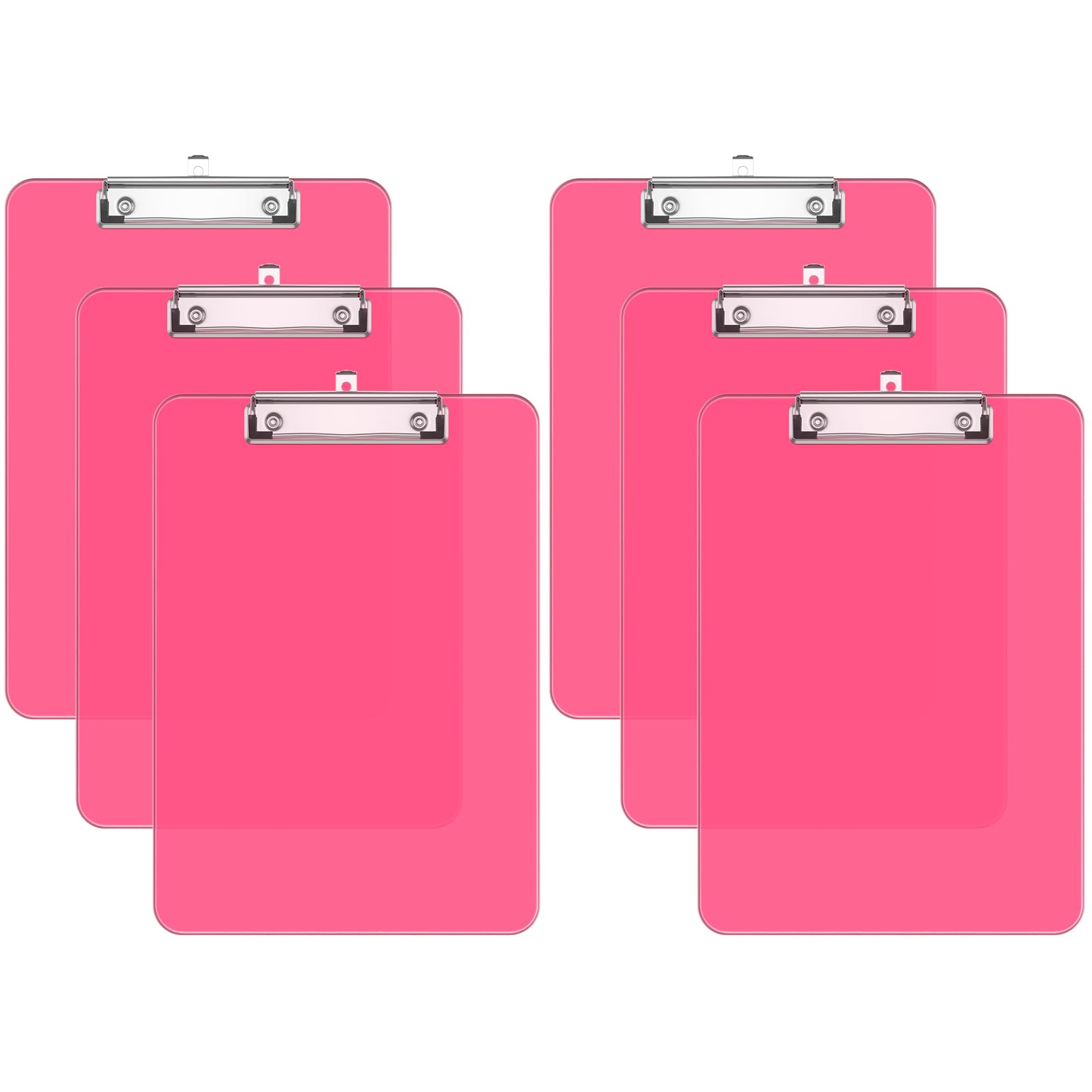 Hnogri Plastic Clipboard Set of 6, Red Clip Board Standard A4 Letter Size for Classroom, Students, Office Supply, with Low Profile Clip, Size 12.5 x 9 in