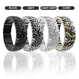 DSZ Silicone Wedding Ring for Men Sports Rubber Band for Heavy Duty - Unique Jeep Tire Tread Design with Groove for Extra Comfort