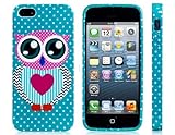 ETOU Owl Printed Silicone Glittery Protective Case for iPhone 5