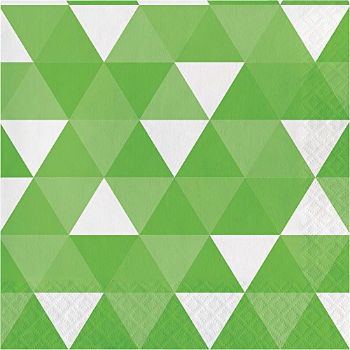 Creative Converting 319978 192 Count Lunch Paper Napkins, Fractal Fresh Lime
