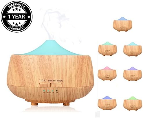 HAMAXA 250ml Cool Mist Humidifier Ultrasonic Aroma Essential Oil Diffuser with 7 Color LED Light Waterless Auto Shut-off For Office Large Room Bedroom Living Study Yoga Spa Kids Baby - Wood Grain