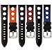 Geckota Genuine Italian Leather Rally Sport Watch Band, Black with Contrasting Stitching