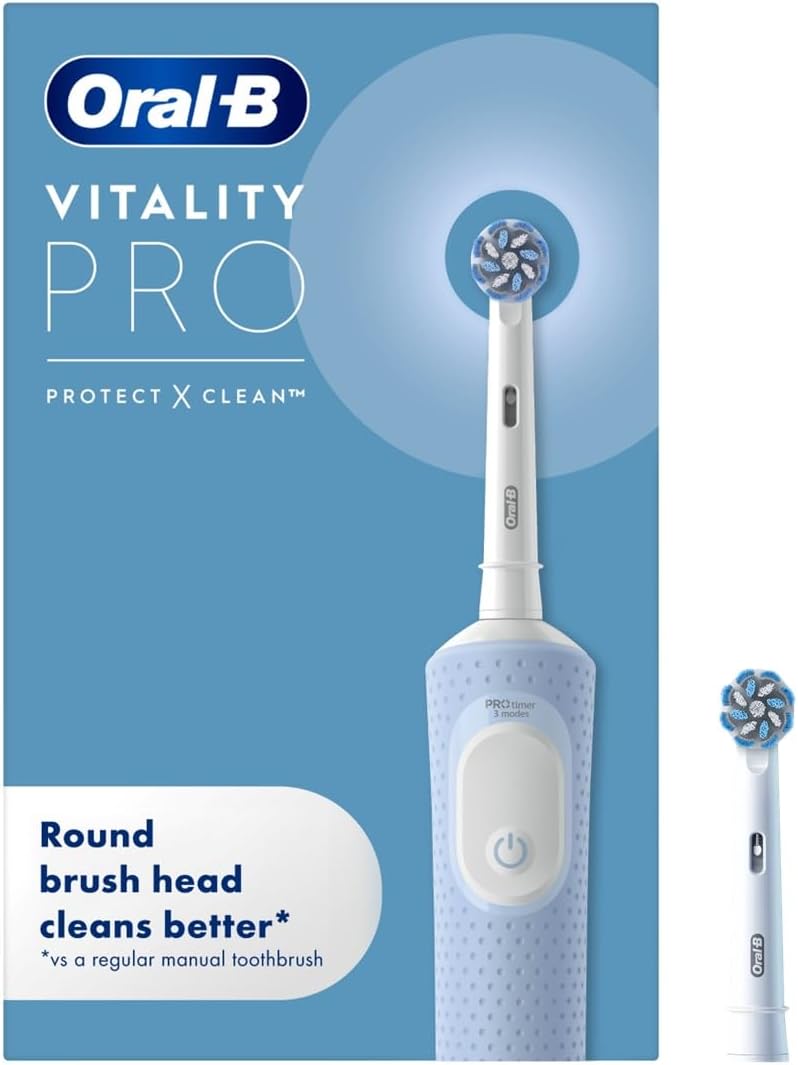 Oral-B Vitality Pro Electric Toothbrush 1 Handle 2 Heads 3 Modes UK Plug Blue