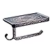 Leyden Bronze Toilet Paper Holder, Oil Rubbed Bronze Roll Paper Rack with Phone Shelf Wall Mounted Bathroom and Hook Carving Antique