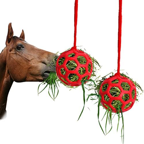 Piwerod 2PCS Horse Treat Ball Hay Feeder Toy, Goat Feeder Ball Hanging