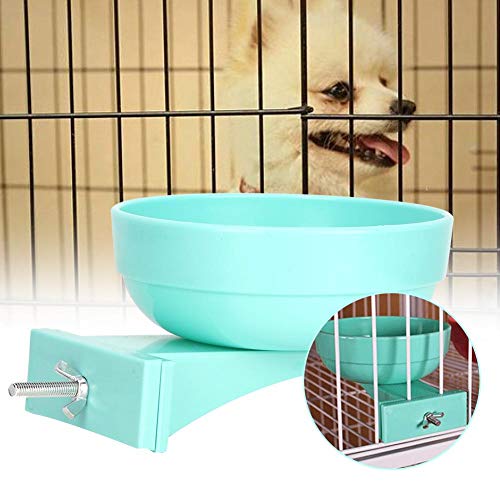 Pet Cage Bowl, Hanging Durable Plastic Feeding Food Water Dish Cage Bowl for Bird Dog Cat Puppy(Blue)