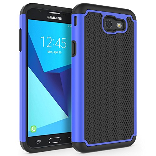 Case for Samsung Galaxy J7 Prime / Galaxy J7 V / J7V / Galaxy J7 2017 / Galaxy J7 Perx / Galaxy J7 Sky Pro / Galaxy Halo, SYONER [Shockproof] Defender Phone Case Cover [Blue]