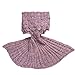 YOWAOTO Mermaid Tail Blanket Adult Handmade Knitted Fish Scales Pattern and All Seasons Warm Your Feet Sleeping Bag 74.86 x 35.46 inch (190x90cm) (Dark Pink)