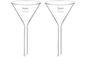 stonylab 2-Pack Glass Heavy Wall Funnel Borosilicate Glass Funnel, Short Stem 50mm Diameter, 50mm Stem Length