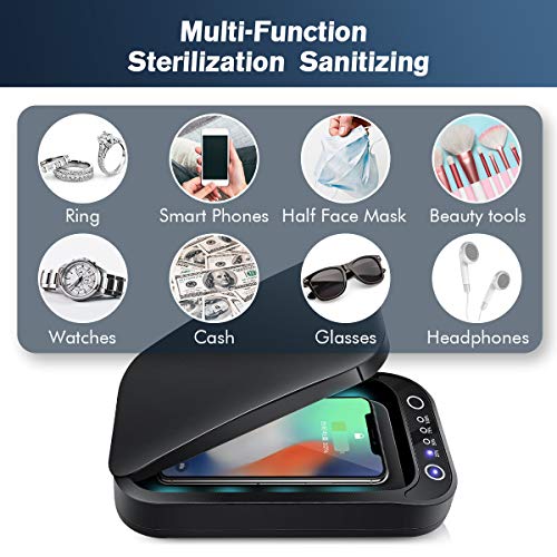 RioRand Double Bond UV Ultraviolet Smartphone Sterilizer Box,Multi-Function Sterilization Sanitizing with Aromatherapy for Cellphone Jewelry Watches Black