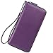 Lavemi Women's RFID Blocking 100% Leather Large Capacity Zip Around Wallet Phone Holder Clutch Travel Purse Wristlet(Large Size Purple)