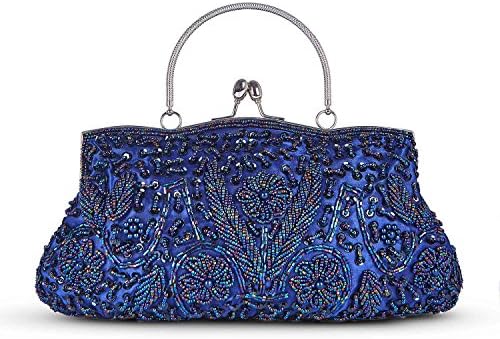 BaglamorFashion Beaded Handbag Winter Handbag Kissing Lock Bag Satin Evening Clutch