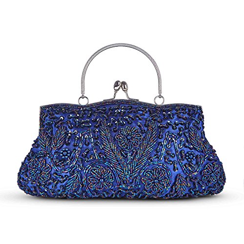 BaglamorFashion Beaded Handbag Winter Handbag Kissing Lock Bag Satin Evening Clutch