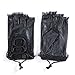 MATSU Women's Nappa Leather Steampunk Cosplay Gloves Luxury Handsewn Fingerless Cover with Lace M9223 (Large, black)