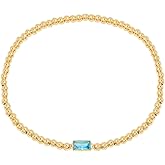 Dainty Birthstone Bracelet for Women Imitation Crystal Bead Elastic Bracelets Trendy Friendship Birthday Jewelry Christmas Stuff for Women