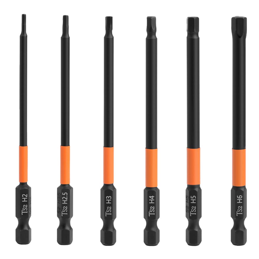 Teocpai 6pcs 100mm Hex Screwdriver Hex Shank Steel Screwdriver S2 Magnetic Screwdriver Bits 1/4 Inch Shank